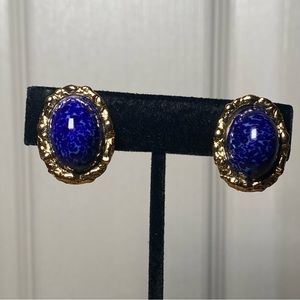 Vintage Blue Clip On Earrings